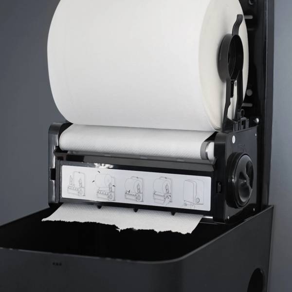Handtuchrollenspender, Autocut, schwarz matt