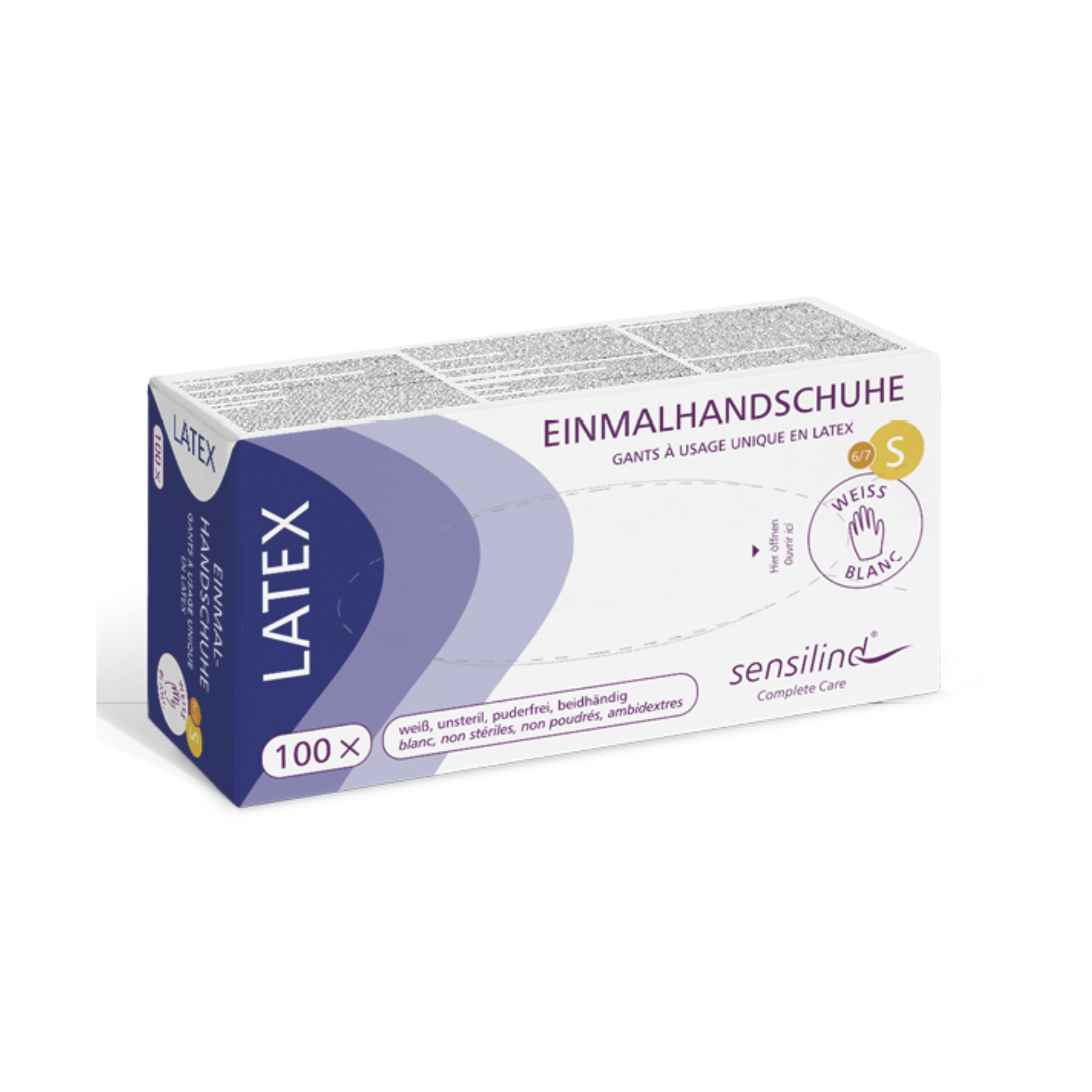 Sensilind Latex-Einmalhandschuh, weiß