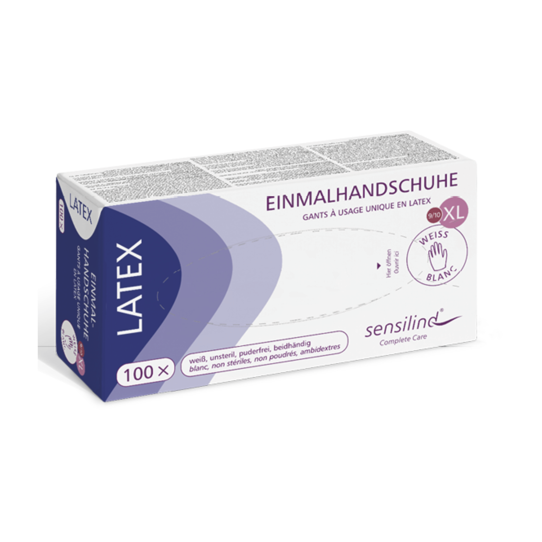 Sensilind Latex-Einmalhandschuh, weiß