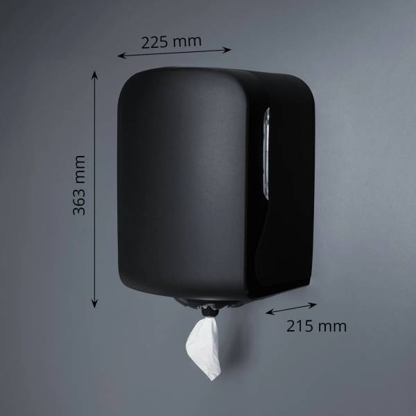 Handtuchrollenspender Innenauszug, Centerpull, Maxi, schwarz matt