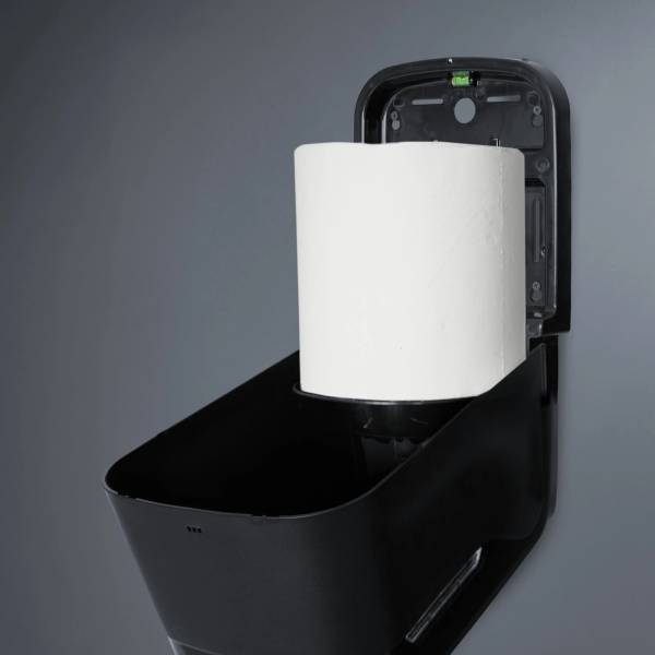 Handtuchrollenspender Innenauszug, Centerpull, Maxi, schwarz matt