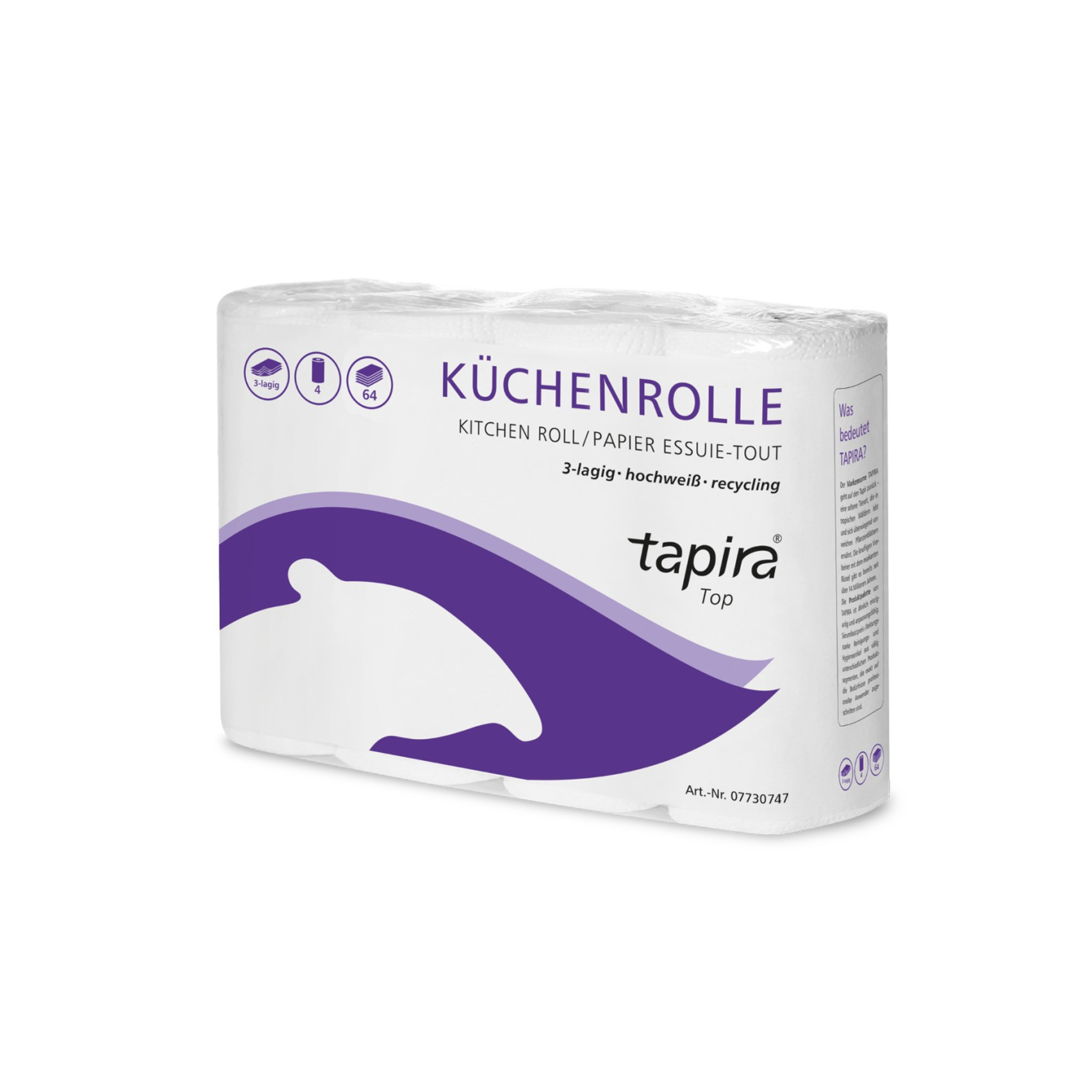 Palettenangebot | Tapira "Top" Küchenrolle, 3‑lagig, hochweiß, Recycling, 24 x 32 Rollen