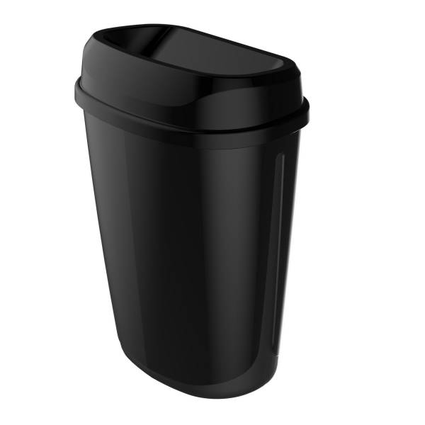 Mülleimer mit Wandhalterung, schwarz, 32 Liter