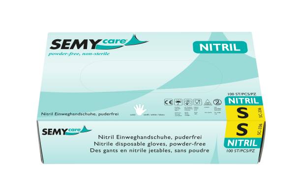 SemyCare Nitril-Einweghandschuhe, blau, schwarz, weiß, 10x100 Stück