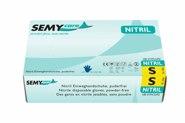 SemyCare Nitril-Einweghandschuhe, blau, schwarz, weiß, 10x100 Stück