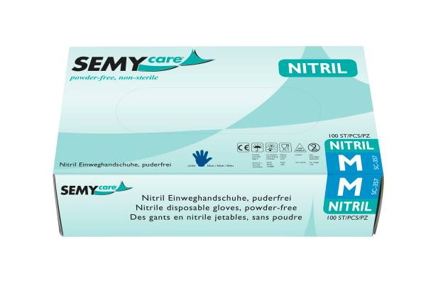 SemyCare Nitril-Einweghandschuhe, blau, schwarz, weiß, 10x100 Stück