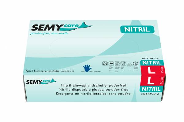 SemyCare Nitril-Einweghandschuhe, blau, schwarz, weiß, 10x100 Stück