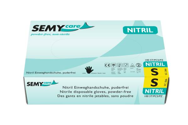 SemyCare Nitril-Einweghandschuhe, blau, schwarz, weiß, 10x100 Stück