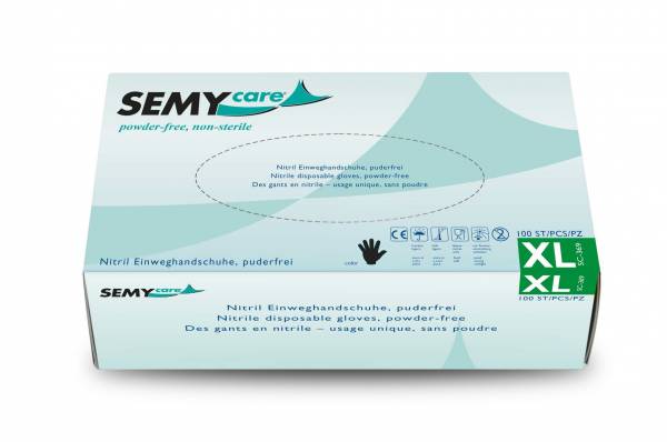 SemyCare Nitril-Einweghandschuhe, blau, schwarz, weiß, 10x100 Stück