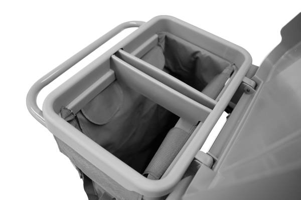 Reinigungswagen, 4 x 5l + 2 x 18l Eimer, Mopp-Presse, 100l Leinentasche