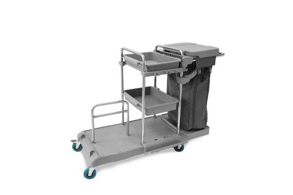 Reinigungswagen, 4 x 5l + 2 x 18l Eimer, Mopp-Presse, 100l Leinentasche