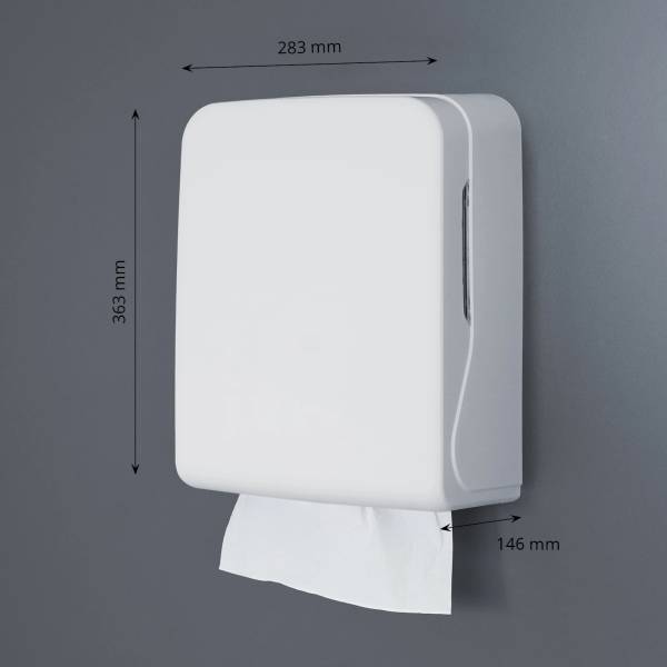 Handtuchpapierspender Maxi – weiß matt, für V-Falz-Handtücher
