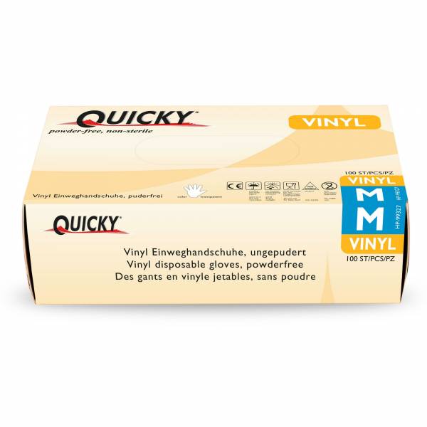Quicky Vinyl Einweghandschuhe, Puderfrei, 10x100 Stück