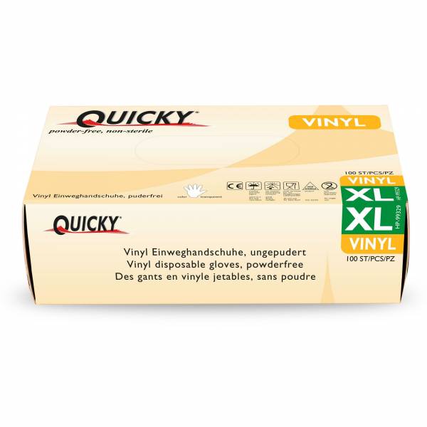 Quicky Vinyl Einweghandschuhe, Puderfrei, 10x100 Stück