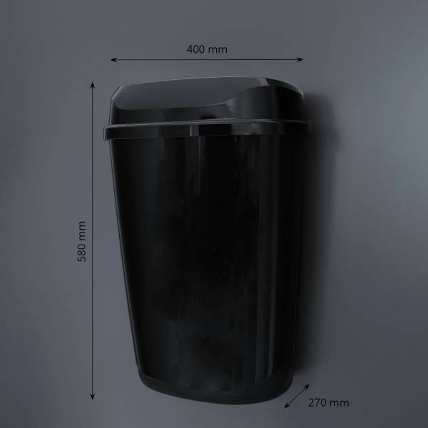 Mülleimer mit Wandhalterung, schwarz, 32 Liter