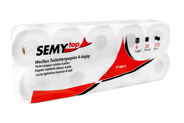 SemyTop Toilettenpapier, 4 Lagen, 150 Blatt, 3 x 80 Rollen