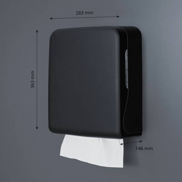 Handtuchpapierspender Maxi – schwarz matt, für V-Falz-Handtücher