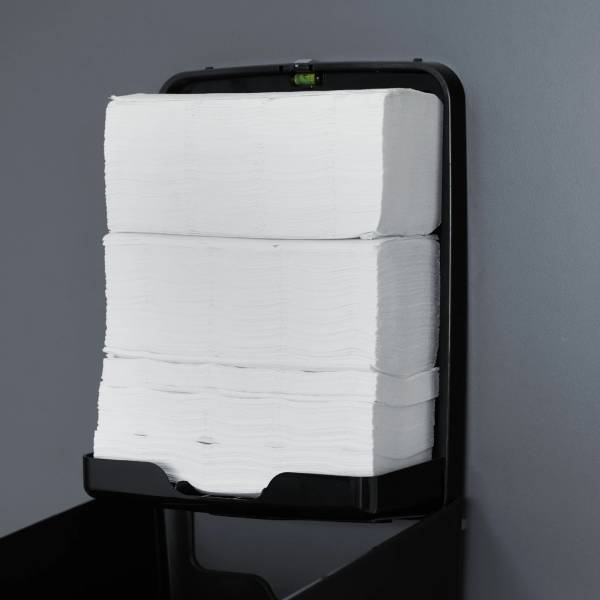 Handtuchpapierspender Maxi – schwarz matt, für V-Falz-Handtücher